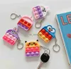 Keychains Lanyards Sile Keychain Mini Fidget Toy Key Chain Autism Handhållen liten push Pop Stress Sensory Fidget Keychain J230724