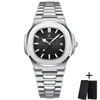 Armbandsur 613 Luxury Watch Business Waterproof Male Clock Luminous Date rostfritt stål Square Quartz Men Reloj Hombre