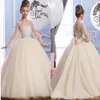 2016 Sheer Neck Beaded Tulle Lussuoso arabo Flower Girl Abiti Vintage Abiti da spettacolo per bambini Bella Flower Girl Wedding Dres234Y