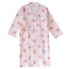 Damen-Nachtwäsche, Damen-Pyjamas, Bademantel, Schlafkleidung, Krepp-Baumwolle, japanisches, frisches, weiches, mittellanges Nachthemd, saugfähige Kimono-Robe für die Nacht