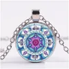 Pendant Necklaces Charm Blue Pink Mandala Necklace Geometric Flower Of Life Om Yoga Spirital Crystal Women Lucky Jewelry Mtistyle Drop Dhrfh