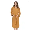 Women's Sleepwear BALDAUREN Spring/Autumn Thickening Robes Men/Women Couple Nightgown Korean Style Middle Sleeve Absorbent Waffle Nightrobes