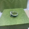 Nuovi gioielli in argento 925 con lettera G scavata anello smaltato verde da uomo e da donna Anello retrò fashion street176W