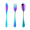 12st Tabelleriset Set Gold Children Cutrow Set Lovely rostfritt stål Matgrad Blue Modervist Set Fork Spoon Knife Flatware Set L230704