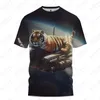 Herr t-skjortor sommar lös casual t-shirt flygande tiger 3d tryckt stor-storlek street harajuku kortärmade toppar