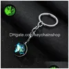 Porte-clés Porte-clés lumineux Artisanat Univers Boule de verre Cabochon Porte-clés Sac de voiture Porte-clés Bijoux créatifs Cadeau Drop Delivery Dhulx