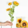 Decoratieve Bloemen Kunstmatige Faux Zijde Zonnebloemen Boeket Nep Real Touch Lange Stengels Bloemen Voor Bruiloft Party Centerpieces Woondecoratie