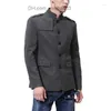 Herrjackor herrjackor 2023 Autumn and Winter Clothes England casual Roman Men Jacket Slim Male Small Stand Collar Chinese Tunic Suit Z230724