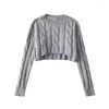 Kvinnors tröjor 2023 Kvinnor Vintage Croped Sweater Preppy Style Slim Casual Long Sleeve Y2K Spring Korean Knit med skjortor Streetwear