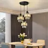 Pendant Lamps Modern Light Luxury Crystal Lantern Small Ceiling Chandelier Bedroom Living Room Dining Square Led Lighting