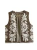 TRAF 2023 Vrouwen Vintage Streetwear Bloemenprint Vest Jas Dames Nationale Stijl Patchwork Casual Vrouwelijke Vest Tops L230724