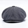 Berets Berets Wool Sboycashmere 모직 베레모 캡 Herringbone Flat Gatsby Cap Woolen Drive Hats 빈티지 영감을받은 모자 겨울 피크 블라인더 베레모