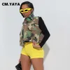 Kvinnorjackor CM.Yaya Kvinnor Fashion Camouflage Turn-Down Collar Button Front Pocket Sleeveless Vests Coat för 2023 Female Streetwear Jacket L230724