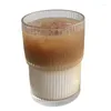 Koppar Saucers randiga kaffete glasögon Dricker Latte Hushållen Mugg Anti Slip Elegant Transparent för Cappuccino
