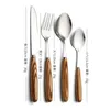 16-teiliges Silbergeschirr-Set aus Edelstahl, Holzgriff, Besteck, Steakmesser, Gabel, Löffel, Besteck, spülmaschinenfest, L230704