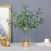 Fleurs décoratives feuille verte artificielle branche d'olivier fruits 4 fausses plantes fourchues mariage maison photographie accessoires Arrangement décoration