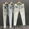 Mannen Jeans Street Dance Wijde Benen Baggy Jeans Mannen Mode Borduren Losse Boord Denim Broek Mannelijke Rap Hip Hop jeans Cargo Broek Mannen L230724