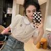 Summer Ladies Bag Edge Shirt Sleeve, Lapel High Waist Short Academy Style, Daily Dating Casual Fashion.