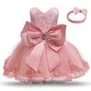 Fille Robes Mignon Anniversaire Baptême Arc Princesse Robe Né Bébé Filles Vintage Fleur Dentelle Tutu Tissu Enfants Costume De Fête De Noël