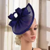 Coiffes belle rétro Imitation lin nuptiale pilulier chapeau couleur unie fascinateur femmes style outil