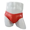 Underpants Low Waist Sexy Underwear Men Faux Leather Transparent Lace ZJH0957S