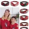 Stirnbänder Mode Weihnachten Adt Kinder Mutter Baby Turban Mutter Tochter Schleife geknotetes Haarband Plaid Print Haarschmuck Ornament Drop Deliver