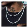 Hänge halsband kibo smycken för kvinnor isade ut Sterling Sier Moissanite Diamond Tennis Chain Halsband Drop Delivery Pendants DHL4I