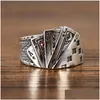 Cluster Rings Vintage Punk Straight Flush Poker Anel De Abertura Exagerado Carta De Jogo Dedo Para Homens Moda Festa Jóias Presente Entregar