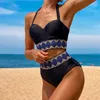 Bikini noir femmes 2022 National Sty 2 pièces sans fil taille haute Suspension dos plage costume maillots de bain H230524