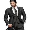 2018 Nouveau Noir Marié Tuxedos Pas Cher Homme Costume De Bal Pic Revers Garçons D'honneur Costume Sur Mesure Hommes Costumes De Mariage Veste Pantalon Vest2476