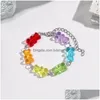 Charm Bracelets Cute Cartoon Rainbow Candy Bear Ins Colored Gummy Woman Bounce Di Hip Hop Jelly Color Girl Gift Drop Delivery Jewelry