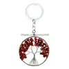 Key Rings Handmade Natural Crystal Stone Round Tree Of Life Pendant Holder For Women Girls Car Bags Accessories Drop Delivery Jewelry Dhmme