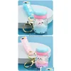 Keychains Lanyards Personality Floating Kitten Surfing Cat Drifting Bottle Lady Handbag Car Key Chain Pendant Children Gift Toy Drop Deliv