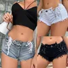 Shorts pour femmes 2023 été femme Sexy pansement moulante taille haute Denim à lacets jean Bar Dj Clubwear