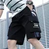 Herrbyxor sommarbyxor shorts avslappnad svart manlig elastisk midja strand sportkläder jogger last