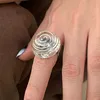 Wedding Rings Transparent Resin Ball Metal Irregular Line Swirl Cyberpunk Spiral Patterns Calla Flower Rings for Women Unisex y2k Jewelry 230724