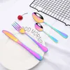 4People Rainbow Tableware Set Silverware Stainless Steel Dinnerware Kitchen Knife Spoon Fruit Fork Flatware Western Cutlery Set L230704