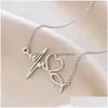 Pendant Necklaces Heart Shape Electrocardiogram Personalized Butterfly Titanium Steel Necklace Unique Jewelry For Women Drop Delivery Pendan