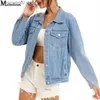 Jaquetas femininas outono jaqueta jeans feminina moda casual 2020 jaquetas jeans senhora vintage solto lavado desgastado manga comprida inverno jeans casacos t230724