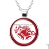 Pendant Necklaces Merry Christmas Red Patterns Bells Round Necklace 25Mm Glass Cabochon Sier Color Jewelry Women Girl Birthday Gift 50 Dhr3J