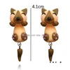 Stud Cute Animal Earrings For Women Hanging 3D Cartoon Lovely Dog Earring Flower Polymer Clay Girls Jewelry Drop Delivery