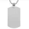 DHL Blank Engravable Stainless Steel Dog Tag Military Shape Men Pendant for boys Customized 100 pcs lot Whole2717