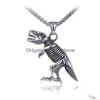 Pendant Necklaces Ancient Sier Dinosaur Necklace Celtic Skl Stainless Steel Chain Man Hiphop Fashion Fine Jewelry Drop Delivery Pendan Dh9Xw