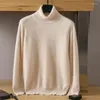 Herrtröjor 2023 Pure Mink Cashmere Sweater High Lapel Pullover Versatile Casual Sticking Warm Long Sleeve High-end Flat Top