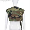 Jaquetas femininas com estampa camuflada colete assimétrico top feminino com vários bolsos gola virada para baixo sem mangas com seio único moda jaquetas casuais T230724