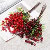 Decorative Flowers Christmas Decoration Artificial Berries Red Berry Stamen Flower Bouquet For Wedding Party Home Decor Fake Plants DIY Xmas