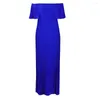 Ethnic Clothing African Pleated Dress Women Slash Neck Off The Shoulder Robe Summer Fashion Solid Sexy Streetwear Elegant Long