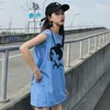 女性の戦車スポーツバスケットボールタンクトップノースリーブTシャツ女性サマーサマー韓国外側のゆるいBF風のトップ