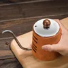 Outils Verser sur la bouilloire à café Anti-chaleur Bouilloire à café sans poignée Cafetière enveloppée de cuir avec bec à col de cygne Théière 350 ml