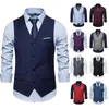 Men's Vests Summer Blue Red Solid Vest Casual Social Business Costume Homme Mariage Waist Coat For Men Suit S-6XL